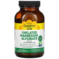Country Life Chelated Magnesium Glycinate 400 mg, 90 таблеток