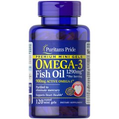 Puritan's Pride Omega 3 Fish Oil 1290 mg, 120 міні капсул