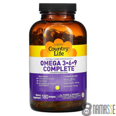 Country Life Omega 3-6-9 Complete, 180 капсул
