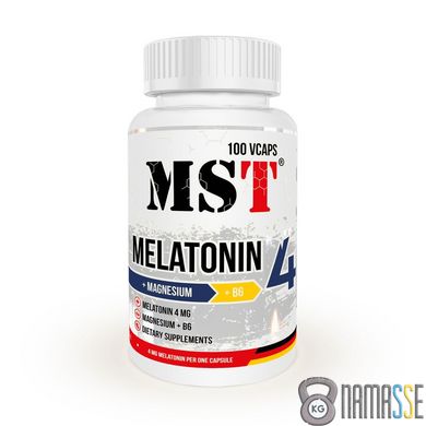 MST Melatonin 4 + Magnesium + B6, 100 вегакапсул