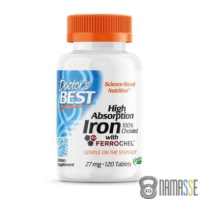 Doctor's Best Iron 27 mg High Absorption, 120 таблеток