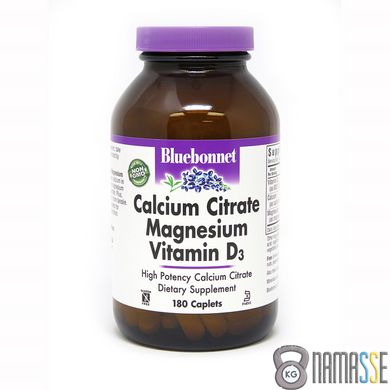 Bluebonnet Nutrition Calcium Citrate Magnesium Vitamin D3, 180 каплет