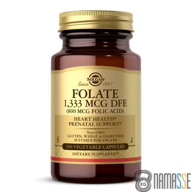 Solgar Folate 1333 mcg (Folic Acid 800 mcg), 100 вегакапсул