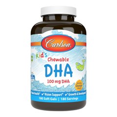 Carlson Labs Kid's Chewable DHA, 180 капсул - апельсин