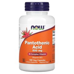 NOW Pantothenic Acid 500 mg, 100 вегакапсул