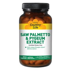 Country Life Saw Palmetto & Pygeum Extract, 60 вегакапсул