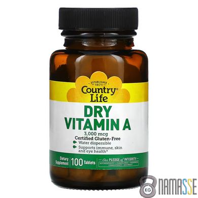 Country Life Dry Vitamin A 10000 IU, 100 таблеток