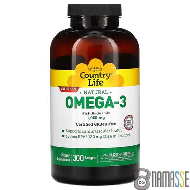 Country Life Natural Omega-3 1000 mg, 300 капсул