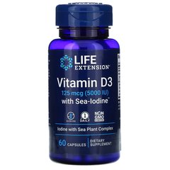 Life Extension Vitamin D3 5000 IU with Sea-Iodine, 60 капсул