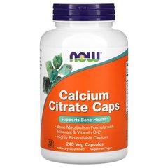 NOW Calcium Citrate Caps, 240 вегакапсул