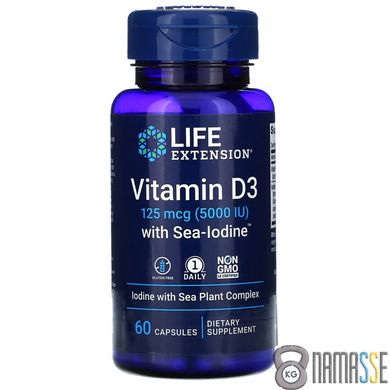 Life Extension Vitamin D3 5000 IU with Sea-Iodine, 60 капсул