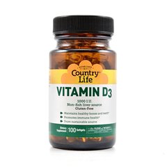Country Life Vitamin D3 1000 IU, 100 капсул