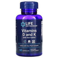 Life Extension Vitamins D and K with Sea-Iodine, 60 капсул