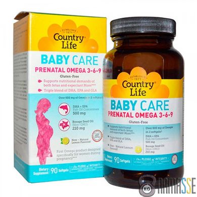Country Life Baby Care Prenatal Omega 3-6-9, 90 капсул