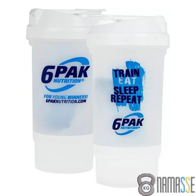 Шейкер 6PAK Nutrition+контейнер, 500 мл - білий