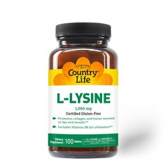Country Life L-Lysine 1000 mg, 100 таблеток
