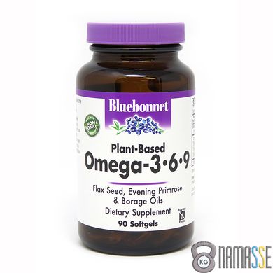 Bluebonnet Nutrition Omega 3-6-9 Plant-Baset 1000 mg, 90 капсул