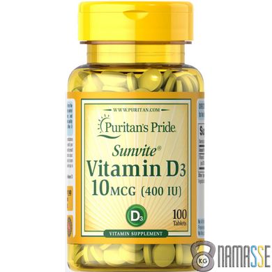 Puritan's Pride Vitamin D3 400 IU, 100 таблеток