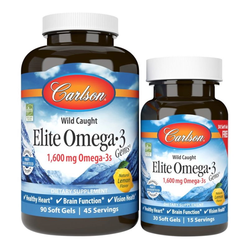 Фото - Прочее спортивное питание Carlson Labs Elite Omega-3 Gems, 90+30 капсул 