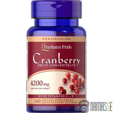 Puritan's Pride Cranberry Fruit Concentrate with C and E, 100 капсул