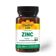 Country Life Zinc Chelated 50 mg, 100 таблеток