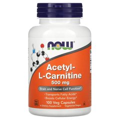 NOW Acetyl-L-Carnitine 500 mg, 100 вегакапсул
