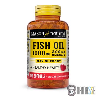 Mason Natural Fish Oil 1000 mg Omega 300 mg, 120 капсул