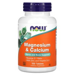 NOW Magnesium & Calcium, 100 таблеток