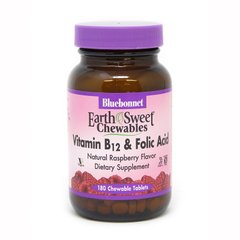 Bluebonnet Nutrition Earth Sweet Chewables Vitamin В12 & Folic Acid, 180 жувальних таблеток