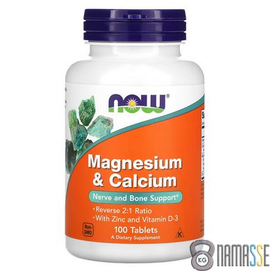 NOW Magnesium & Calcium, 100 таблеток