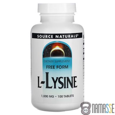 Source Naturals L-Lysine 1000 mg, 100 таблеток