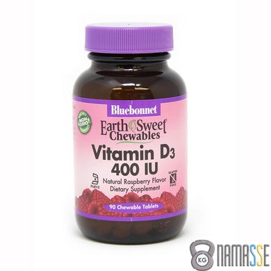 Bluebonnet Nutrition Earth Sweet Chewables Vitamin D3 400IU, 90 жувальних таблеток