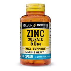 Mason Natural Zinc Sulfate 50 mg, 100 капсул