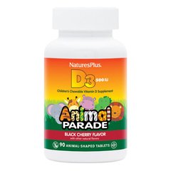 Natures Plus Animal Parade Vitamin D3, 90 жувальних таблеток Вишня