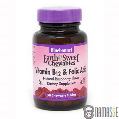 Bluebonnet Nutrition Earth Sweet Chewables Vitamin В12 & Folic Acid, 90 жувальних таблеток