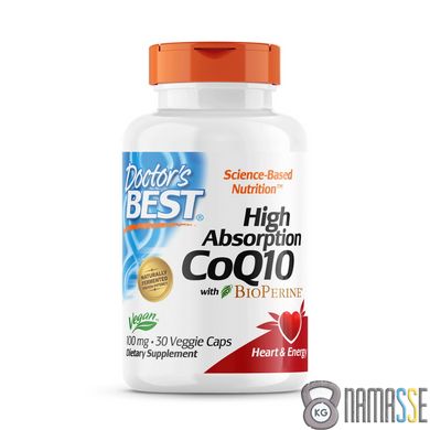 Doctor's Best CoQ10 BioPerine 100 mg, 30 вегакапсул