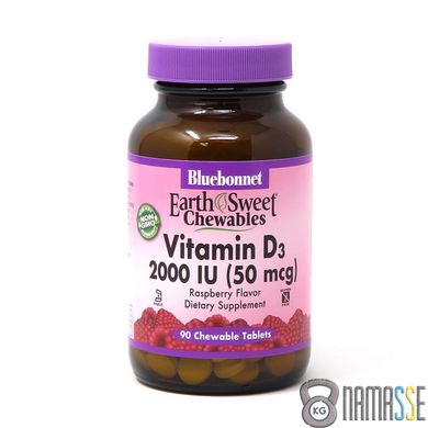 Bluebonnet Nutrition Earth Sweet Chewables Vitamin D3 2000IU, 90 жувальних таблеток