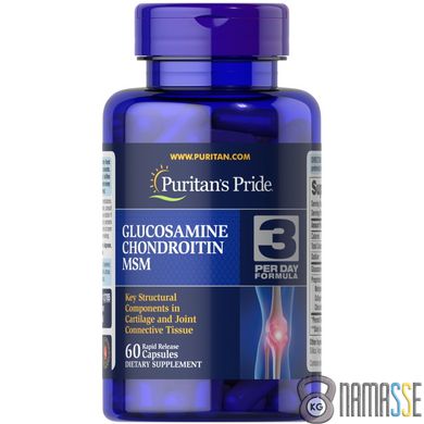 Puritan's Pride Chondroitin Glucosamine MSM 3 Per Day Formula, 120 капсул