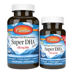 Carlson Labs Super DHA Gems 500 mg, 60+20 капсул