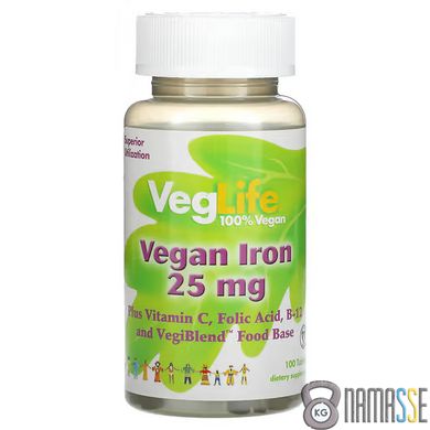 VegLife Vegan Iron 25 mg, 100 таблеток