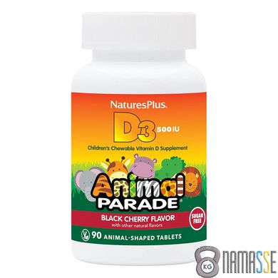 Natures Plus Animal Parade Vitamin D3 Sugar-Free, 90 жевательных таблеток Вишня