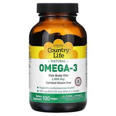Country Life Natural Omega-3 1000 mg, 100 капсул