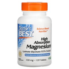 Doctor's Best Magnesium 100 mg High Absorption, 120 таблеток