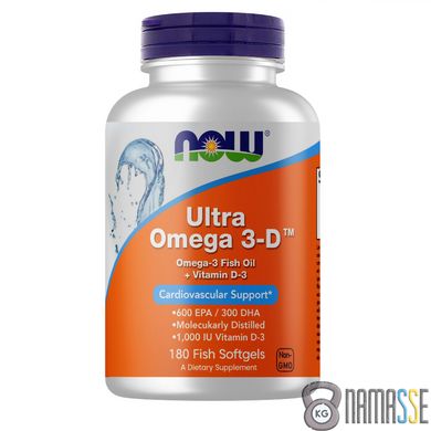 NOW Ultra Omega-3-D, 180 капсул