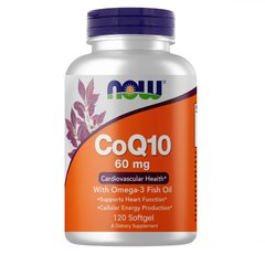NOW CoQ-10 60 mg with Omega-3 Fish Oil, 120 капсул