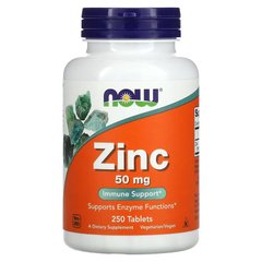NOW Zinc 50 mg, 250 таблеток