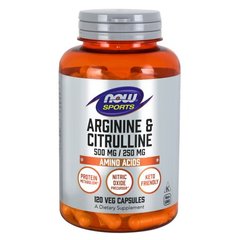 NOW Arginine and Citrulline, 120 вегакапсул