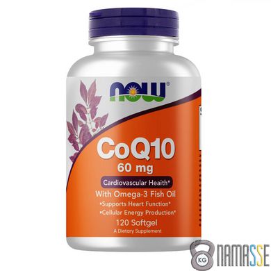 NOW CoQ-10 60 mg with Omega-3 Fish Oil, 120 капсул