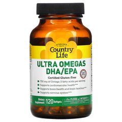Country Life Ultra Omegas DHA / EPA, 120 капсул