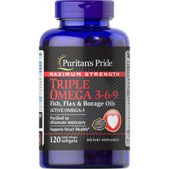 Puritan's Pride Triple Omega 3-6-9, 120 капсул